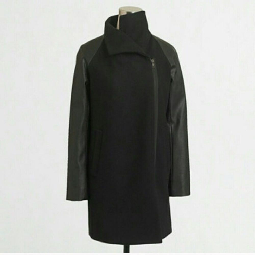 J. Crew Factory Faux Leather Sleeve Envelope Coat